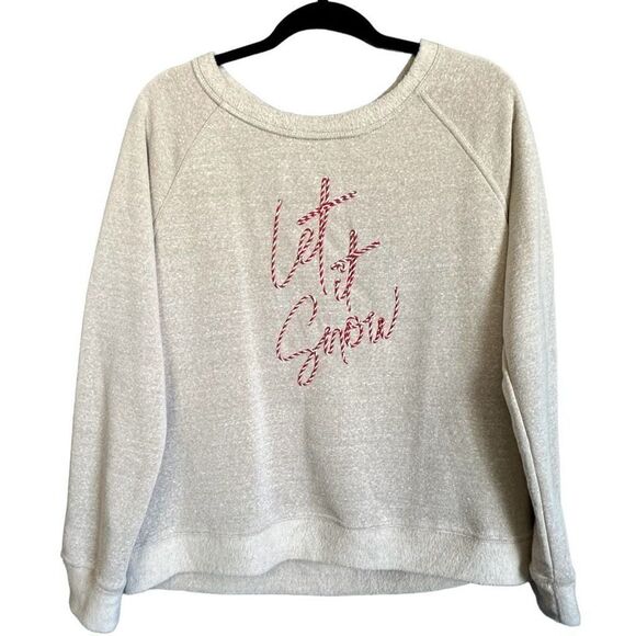 NWT C&C California Pure Cashmere Let It Snow Peppermint Embroidered Christmas Sw - Picture 1 of 4